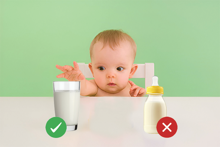 بهترین زمان برای کنار گذاشتن شیشه شیر، بین 15 تا 18 ماهگی است.